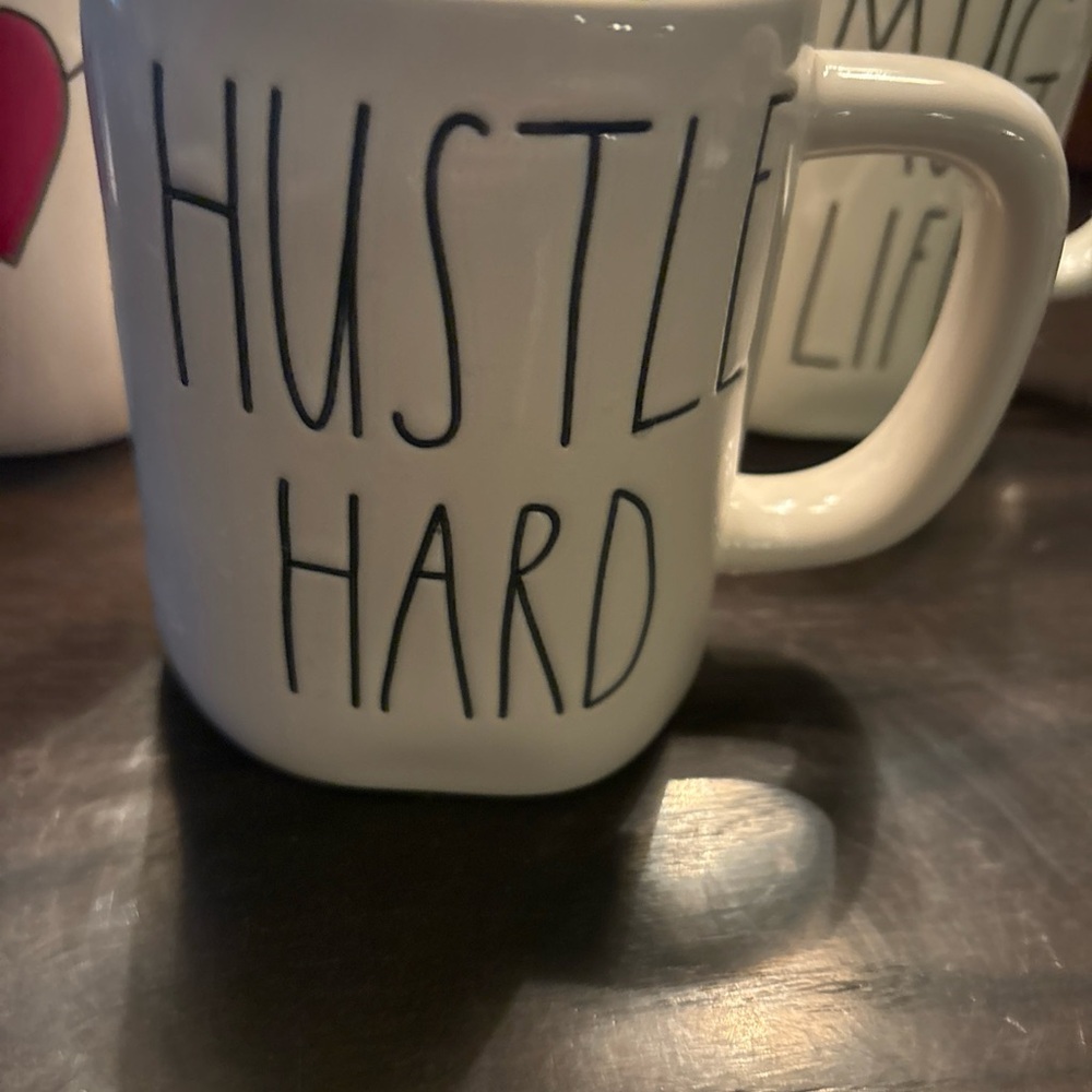 Rae Dunn White Coffee Mug with Handwritten Text